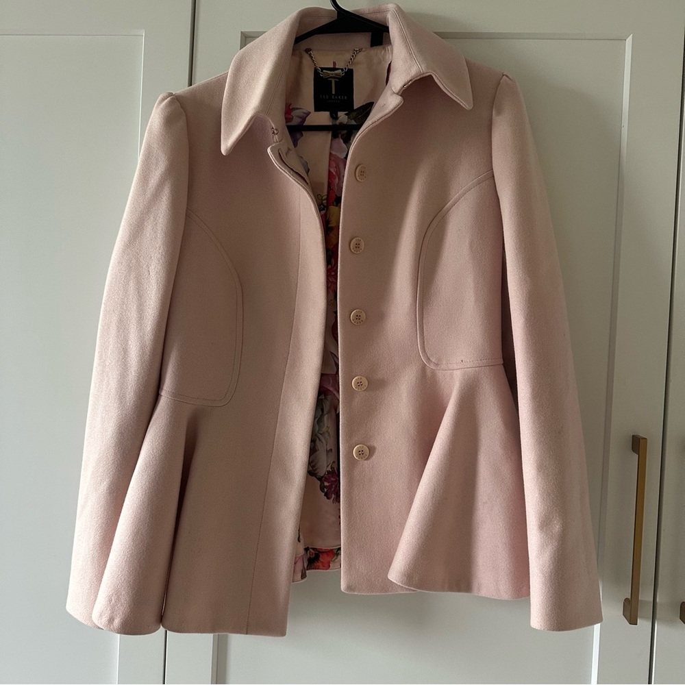 Ted Baker Pale Pink Structured Wool-Blend Jacket